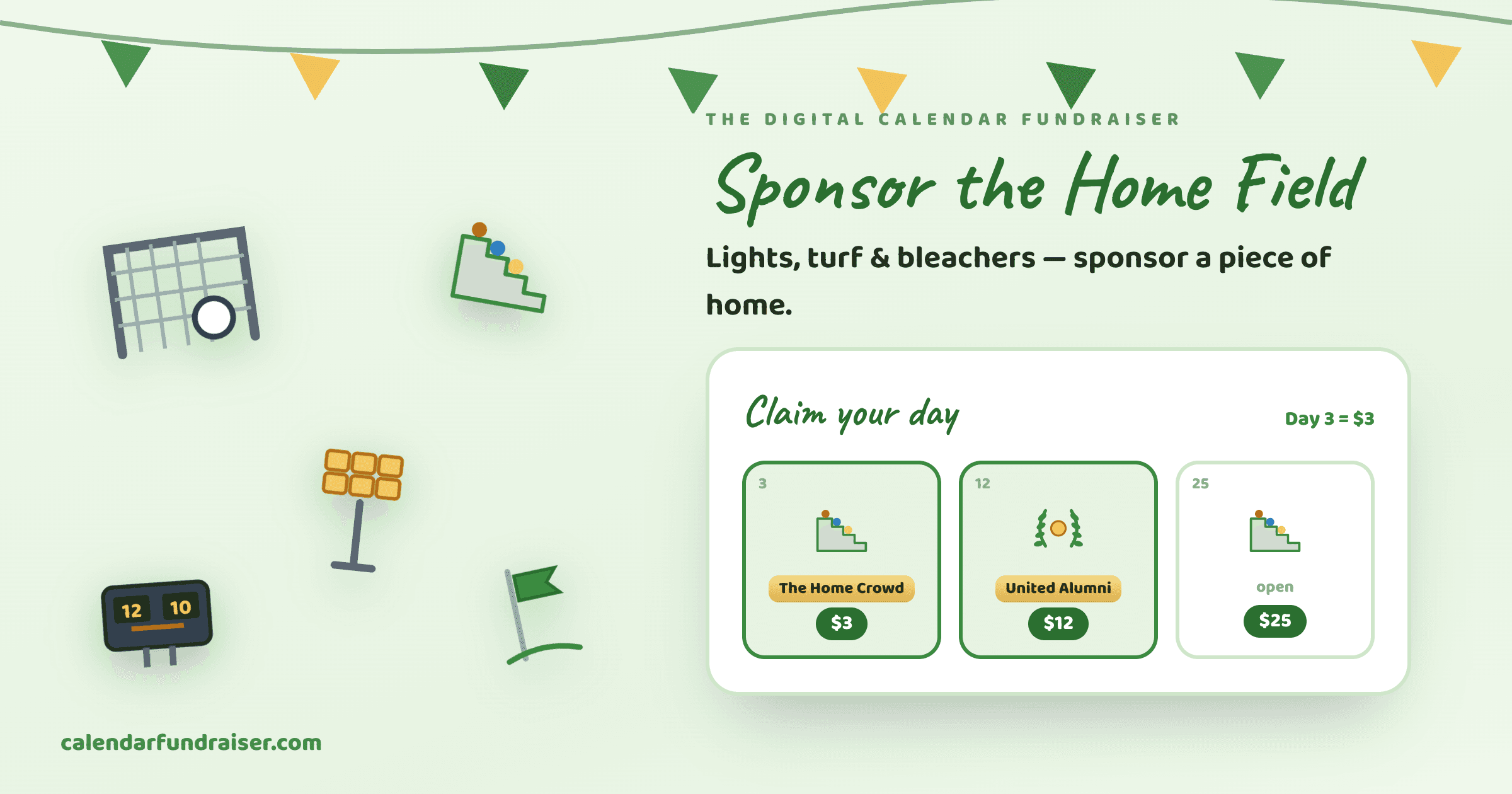 Digital calendar fundraiser for field and facility upgrades — Sponsor the Home Field board