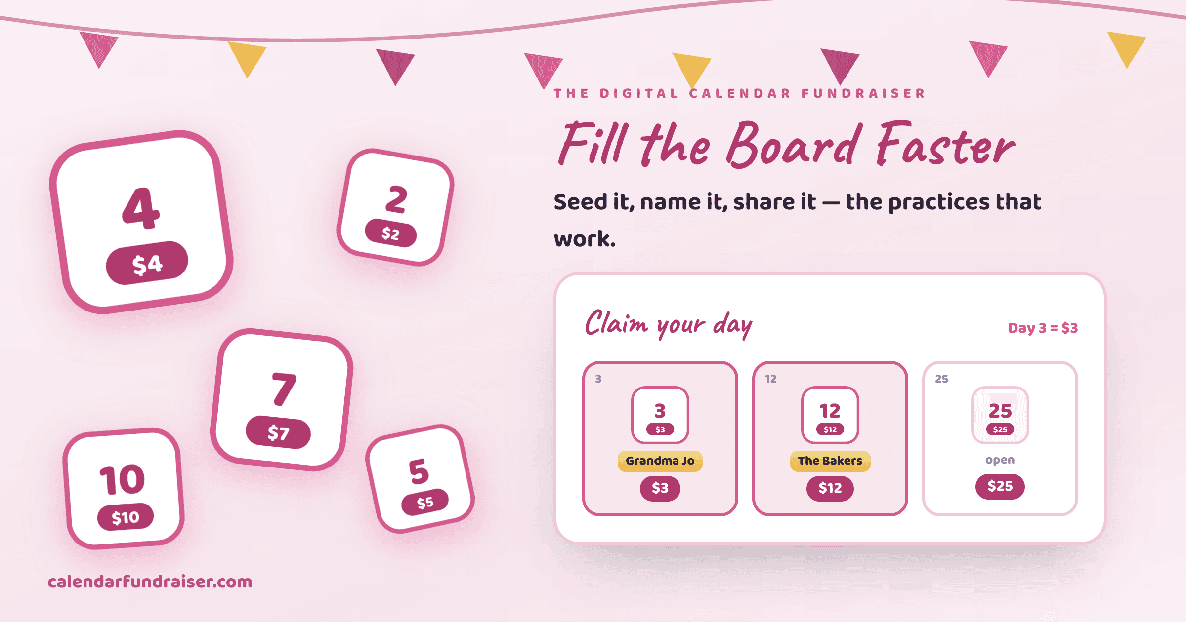 Digital calendar fundraiser best practices — seed the calendar, name the goal, share on schedule