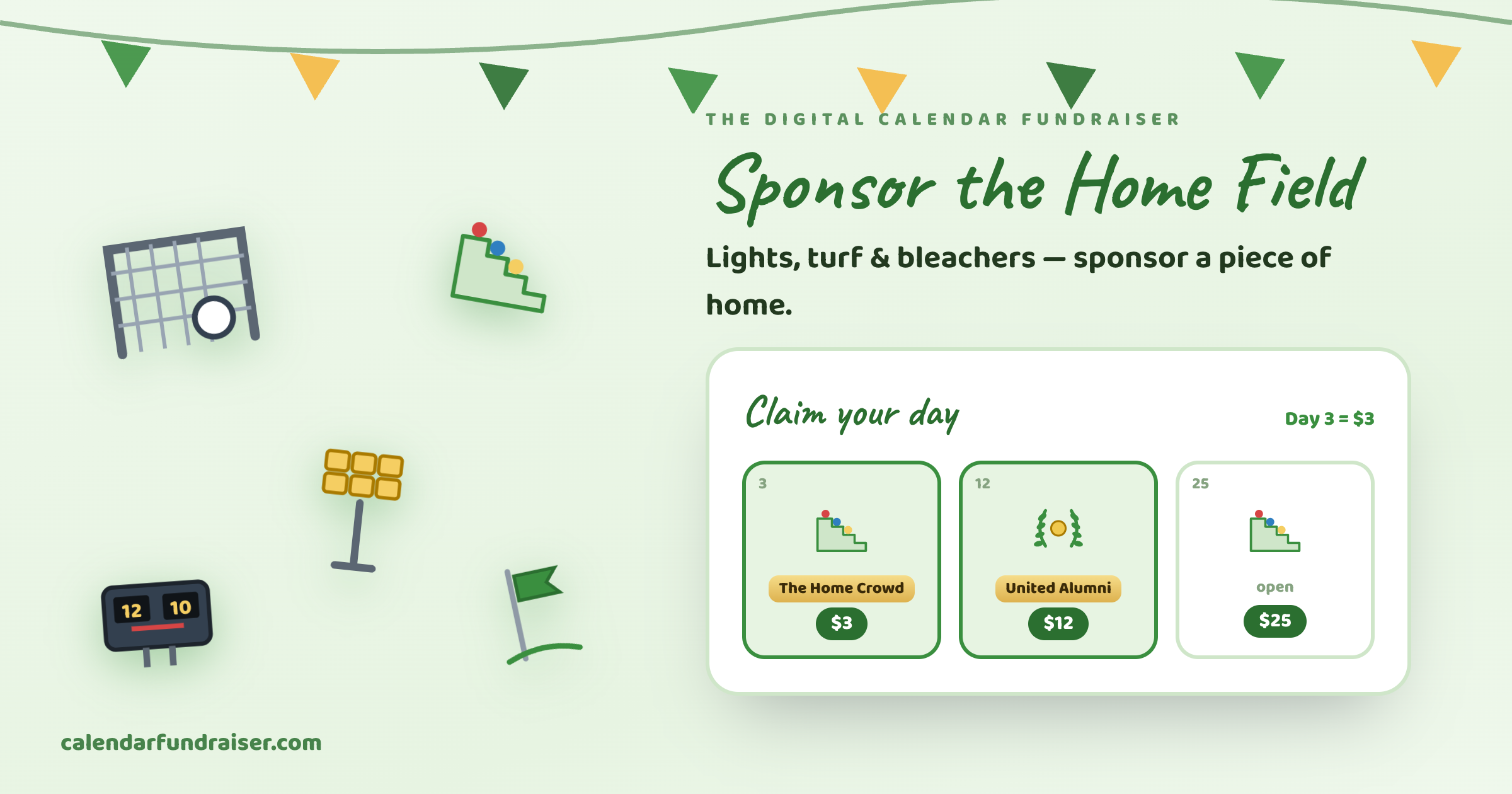 Digital calendar fundraiser for field and facility upgrades — Sponsor the Home Field board