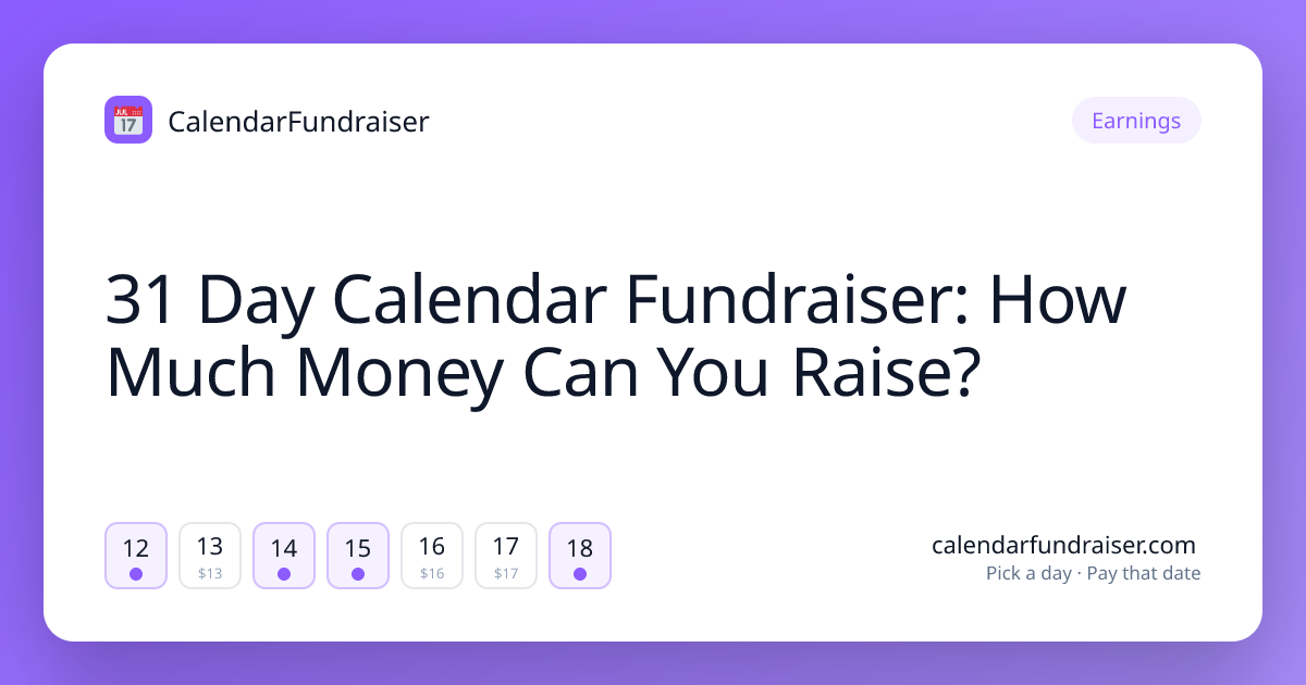 31 Day Calendar Fundraiser: How Much Money Can You Raise? — a pick-a-date calendar fundraiser guide from CalendarFundraiser