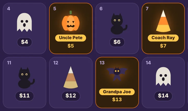 Halloween calendar fundraiser calendar with claimed dates