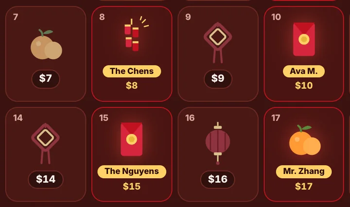 Lunar New Year calendar fundraiser calendar with claimed dates