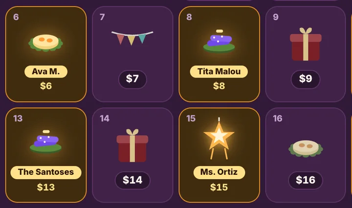 Filipino Christmas calendar fundraiser calendar with claimed dates