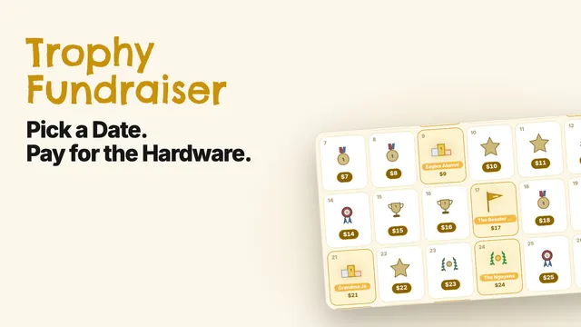 Trophy fund pick-a-date calendar for one player with claimed November dates and family names